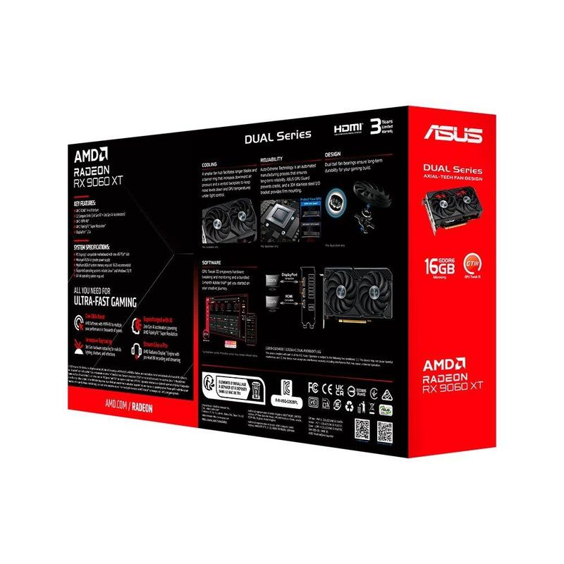 Placa de Vídeo ASUS Dual RX 9060 XT AMD Radeon, 16GB, GDDR6 - DUAL